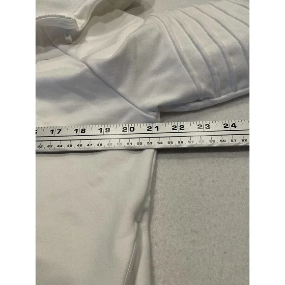 Puma Women's Full-Zip Hoodie Sweatshirt Large White Logo Pintuck Raglan Sleeve - Picture 7 of 10